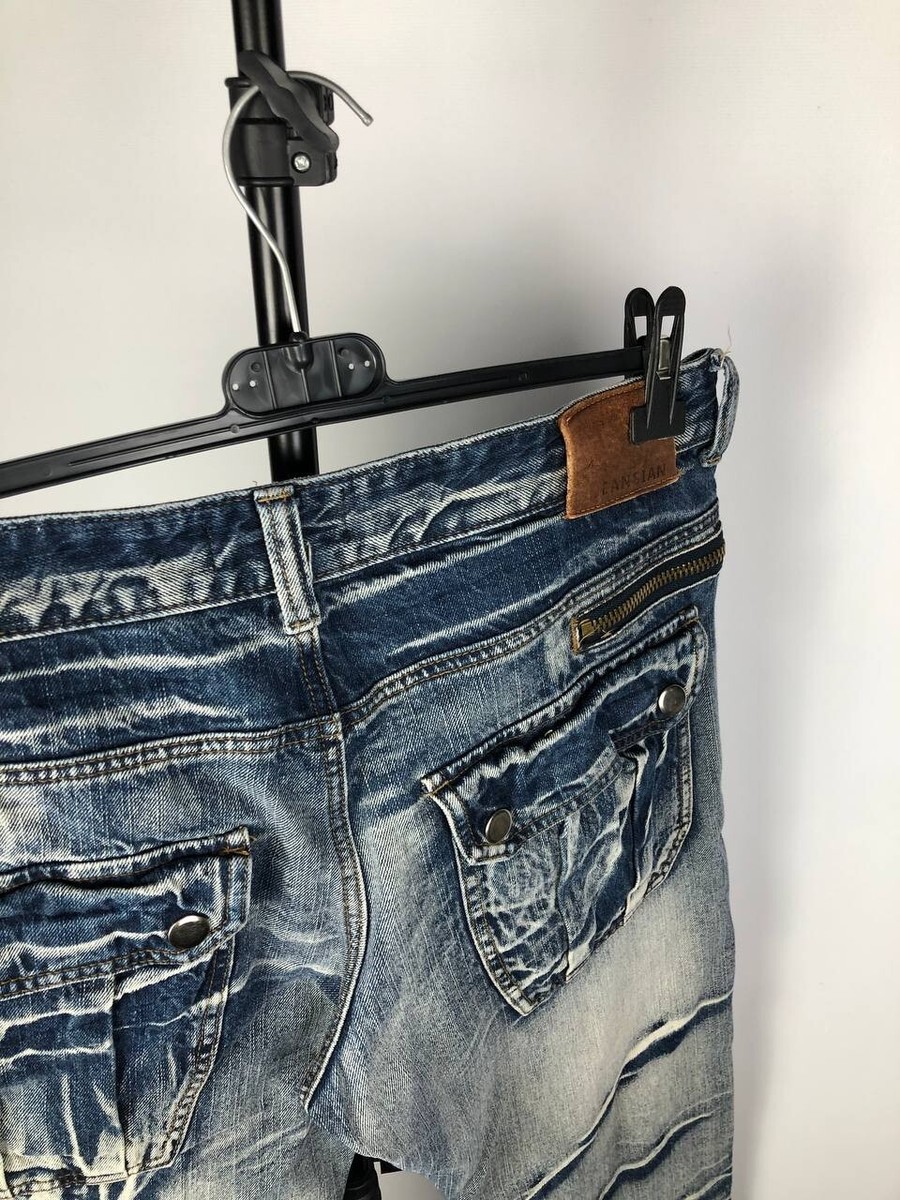 RARE Distressed Opium Japanese Style Denim Zipper Avant Garde Mens