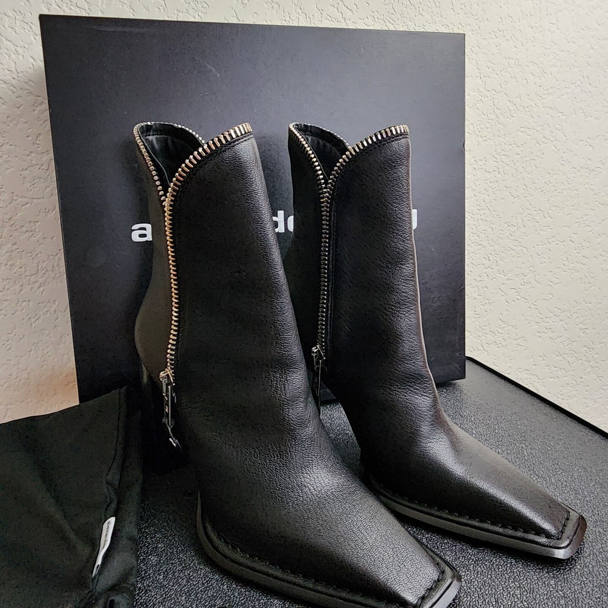 Alexander Wang Ankle Booties Boots Lane zip up Accent 36 Square