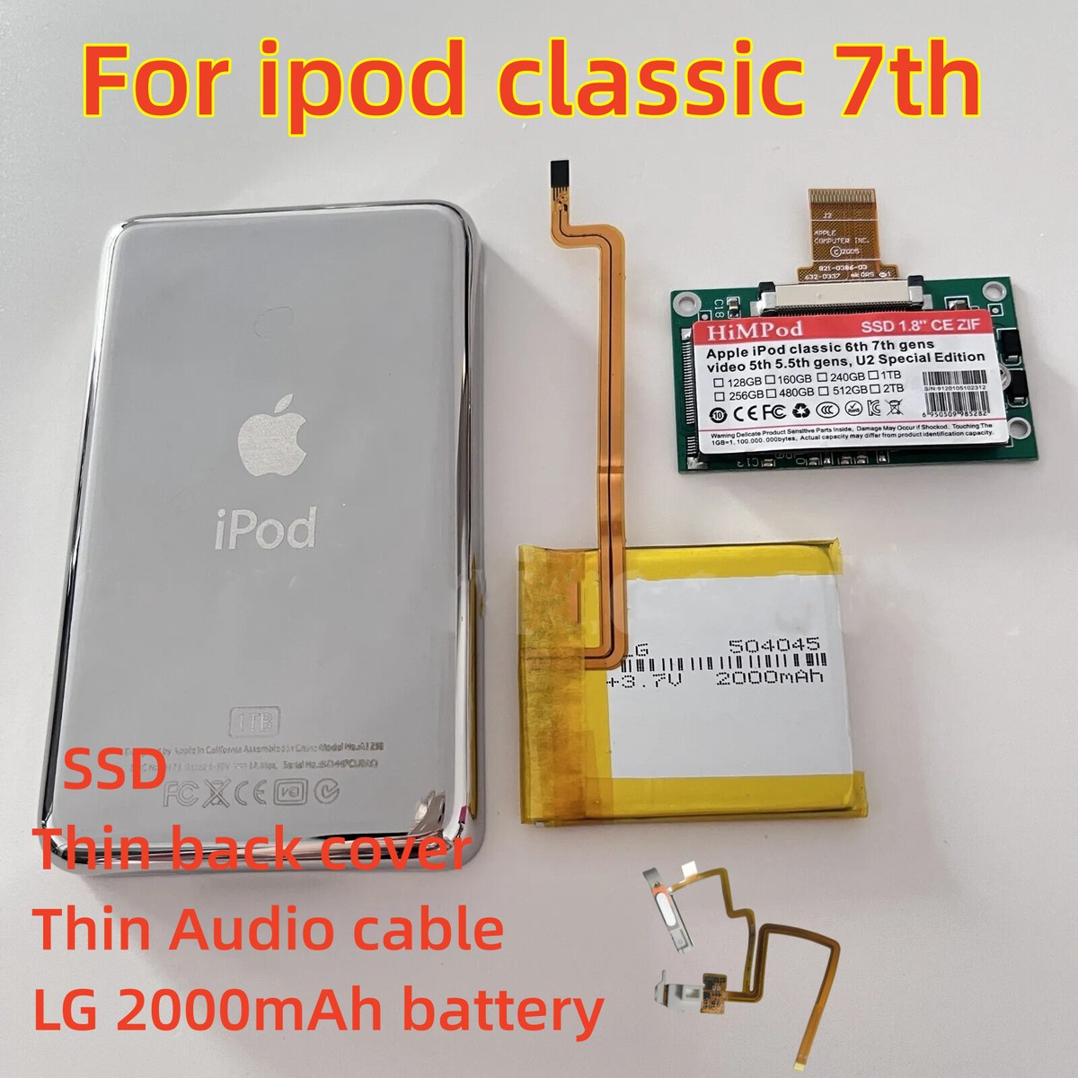 512GB SSD Upgrade KIT with Mega Battery for Apple iPod Classic 7th
