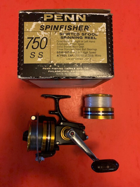 VINTAGE PENN SPINFISHER 750SS SPINNING REEL WITH EXTRA SPOOL & THE