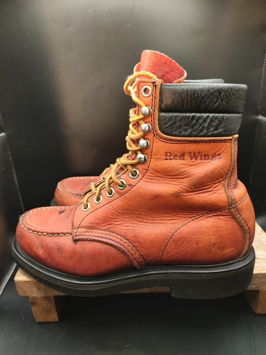 Vintage RED WING 404 Leather Moc Toe Super Sole MEN'S Work Boots