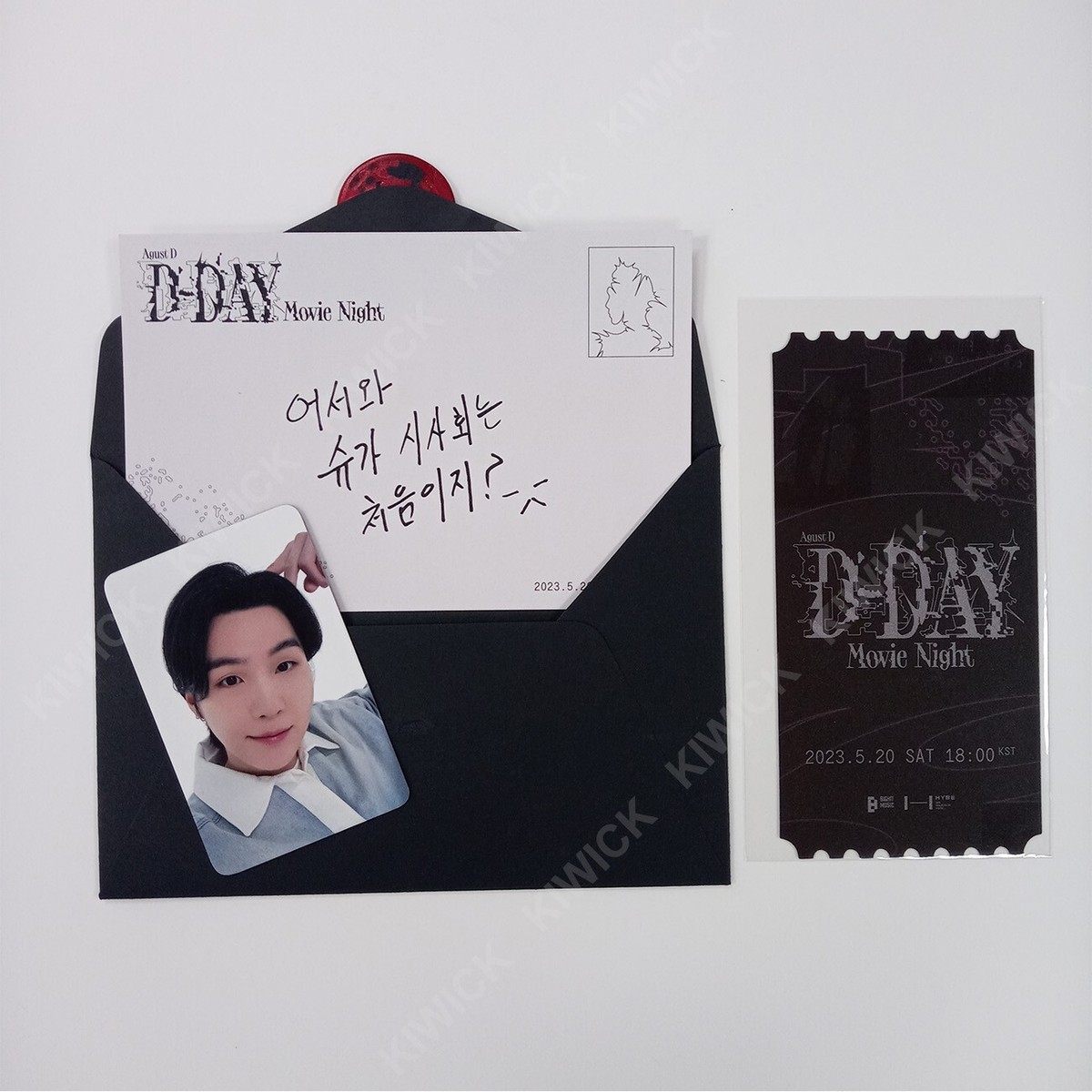BTS SUGA D-DAY MOVIE NIGHT GIFT PHOTOCARD PHOTO CARD TICKET PINS