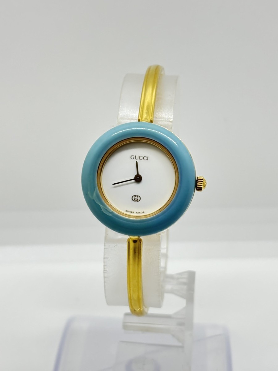 Near Mint] GUCCI Change Bezel Dial 1100-L Watch Gold Bracelet Used