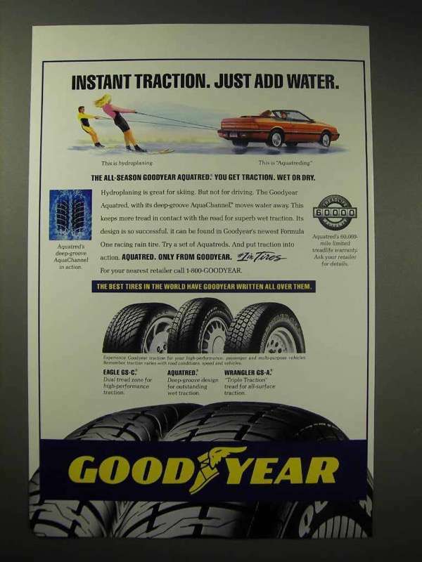 1993 Goodyear Aquatred Tires Ad - Just Add Water | eBay