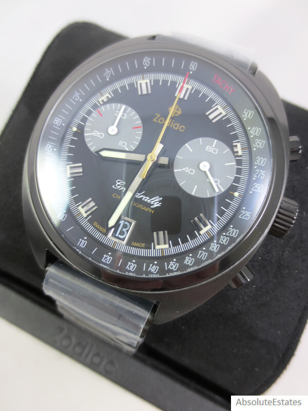 NEW Zodiac Grandrallly Quartz Black Stainless Steel Mens Watch