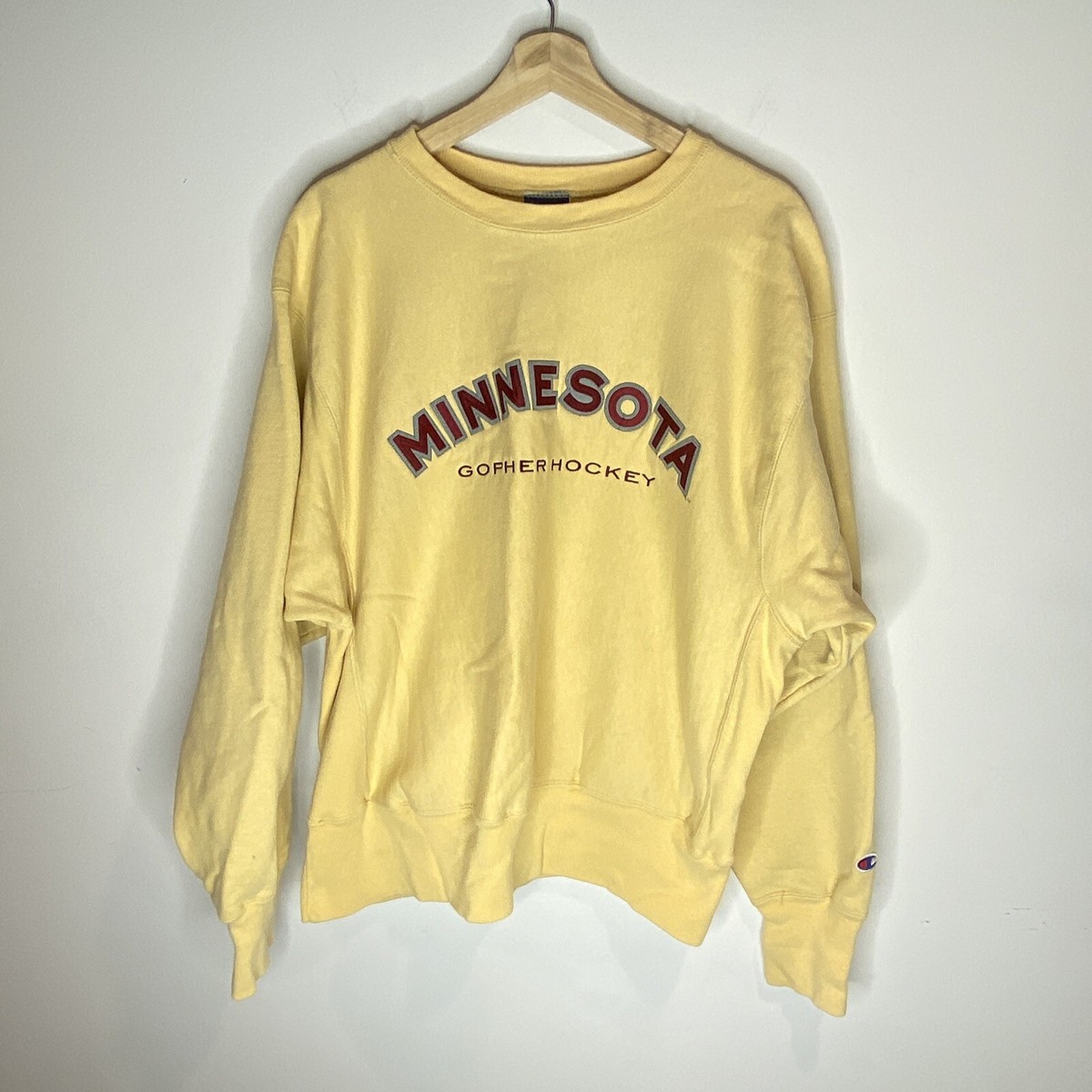 Vintage Champion Reverse Weave Minnesota Hockey Sweatshirt Gold