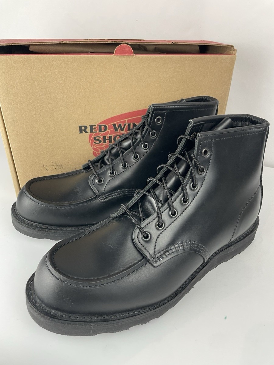 Red Wing 8137 Moc Toe Classic Black Leather Trac Tred Wedge Boots