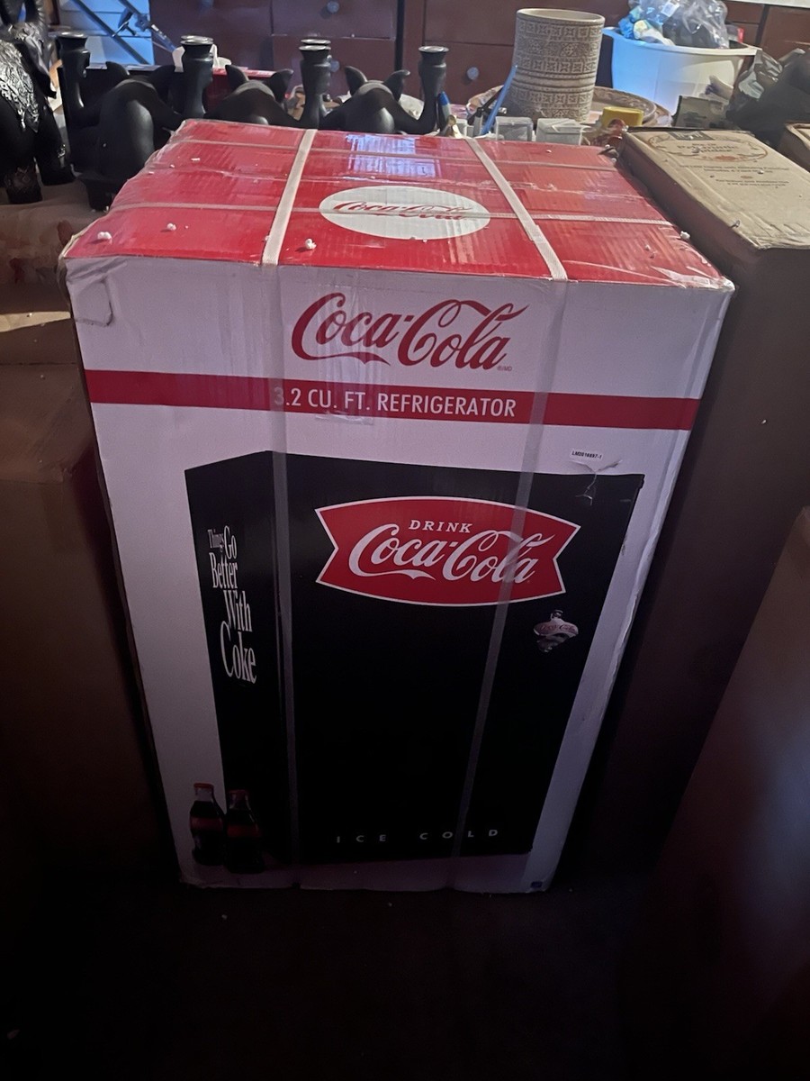 3.2 Cu. Ft. Coca-Cola Refrigerator Black With Freezer Small Fridge