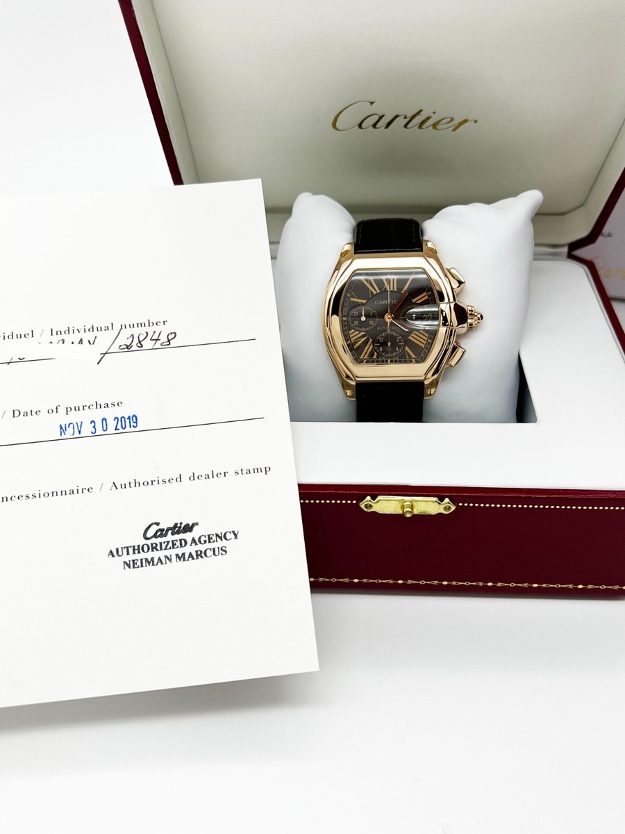 Cartier Ref 2848 Roadster Chronograph XL 18K Rose Gold Leather