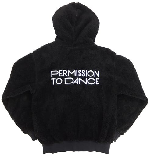 BTS PERMISSION TO DANCE FLEECE ZIP UP HOODIE JACKET black Size S