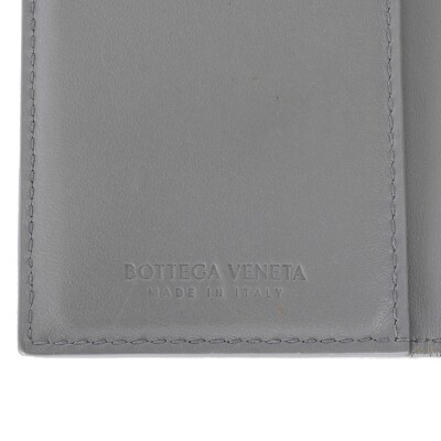 69939 auth BOTTEGA VENETA grey Intrecciato leather KEY & CARD