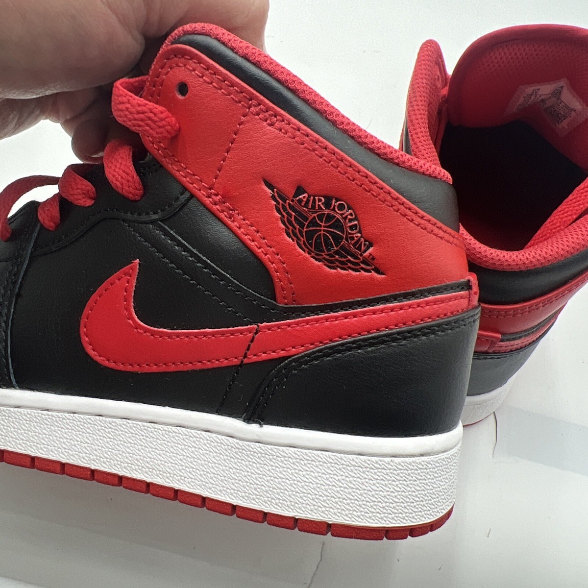 NIKE AIR JORDAN 1 MID GS DQ8423-060 BLACK FIRE RED WHITE YOUTH