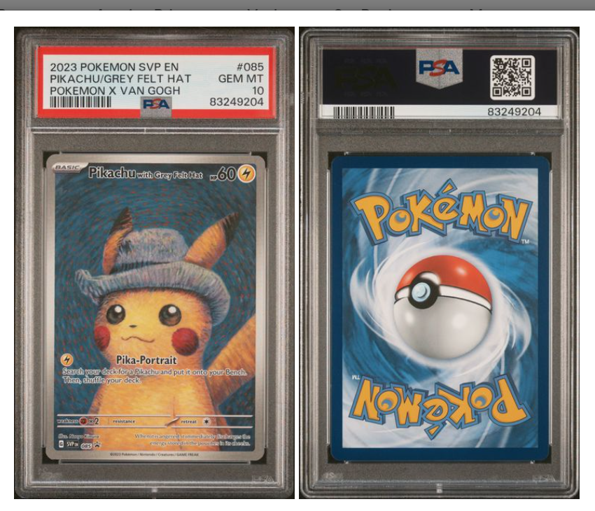 ゴッホピカチュウ PSA8 grey hat グレーのフェルト帽 PSA 10 - Pokemon