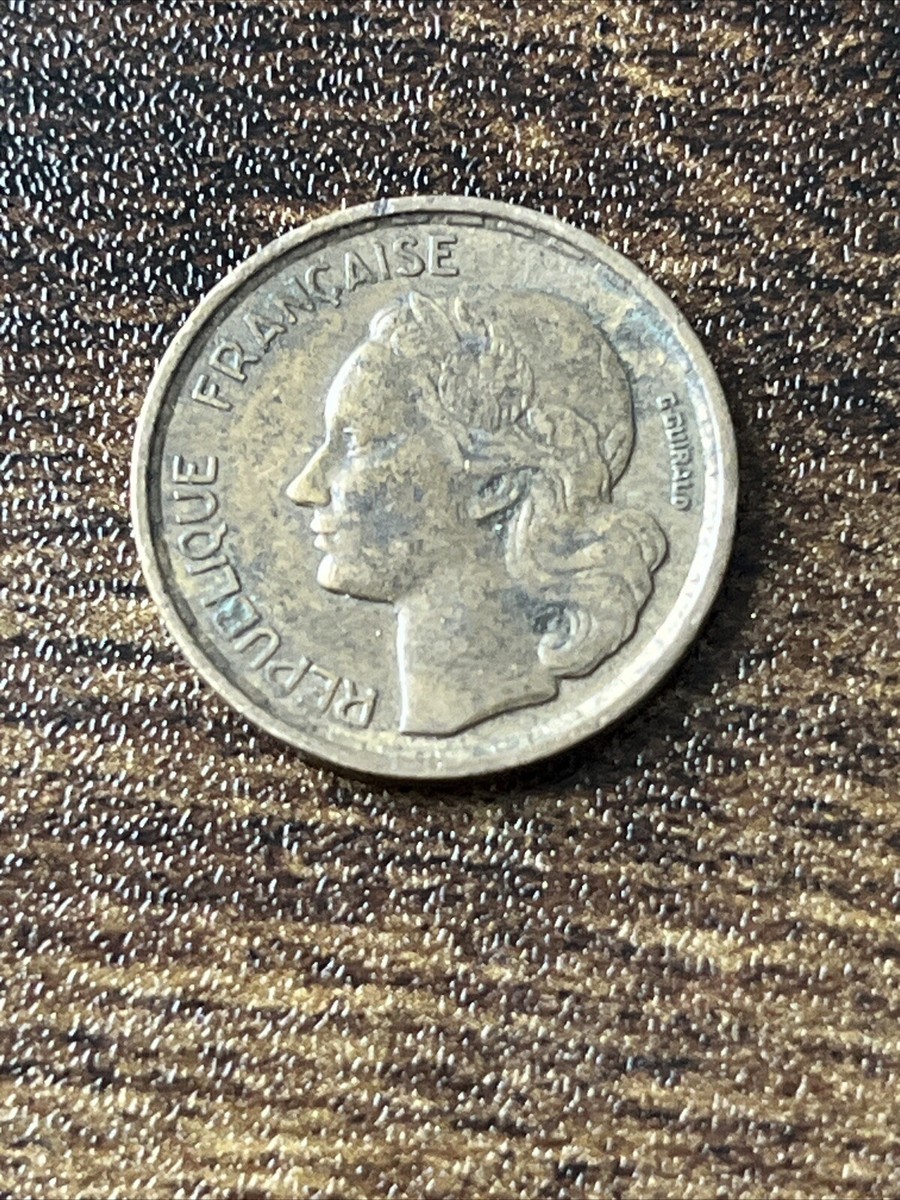 1952 France 10 Francs Aluminum-Bronze Head left Rooster Actual