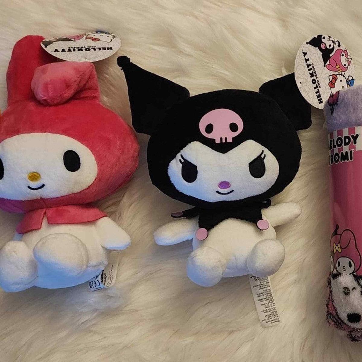Sanrio My melody x Kuromi trio plush and blanket bundle | eBay