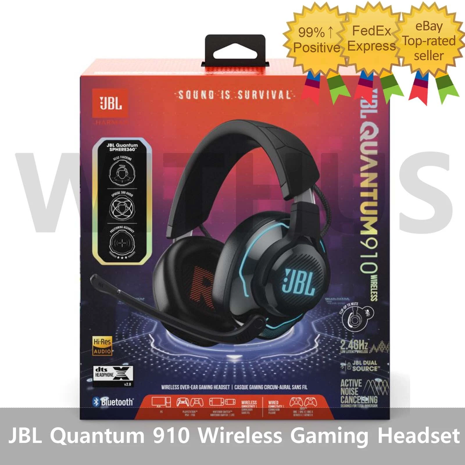 JBL Quantum 910 Wireless Gaming Headset with Active Noise