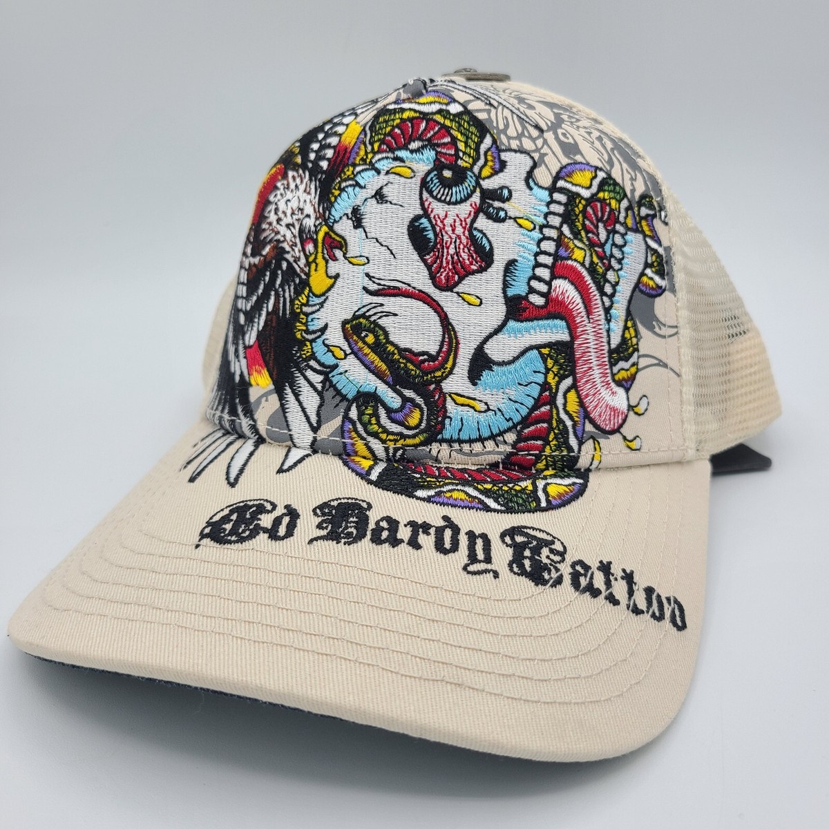 Ed Hardy Hat Snapback Baseball Cap Mesh Tiger Head Snake Eyes