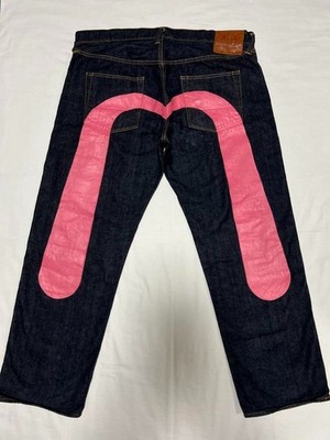EVISU Jeans No.2 Pink Daikoku Big Camome Red Selvedge 42x32 Big