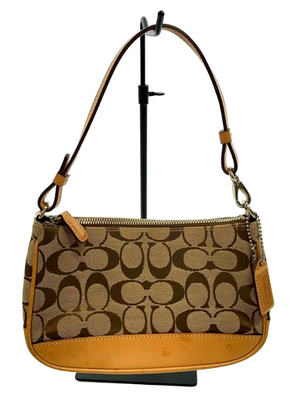 Coach Signature Demi mini Pouch Hand Bag Canvas Leather Beige 6094