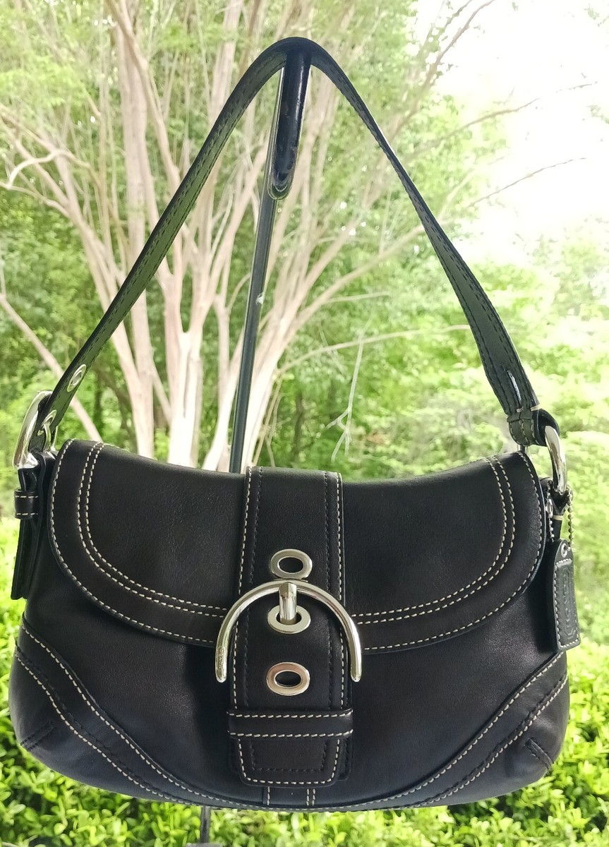 Coach F10909 Vintage Small Soho Black Leather Shoulder Bag w