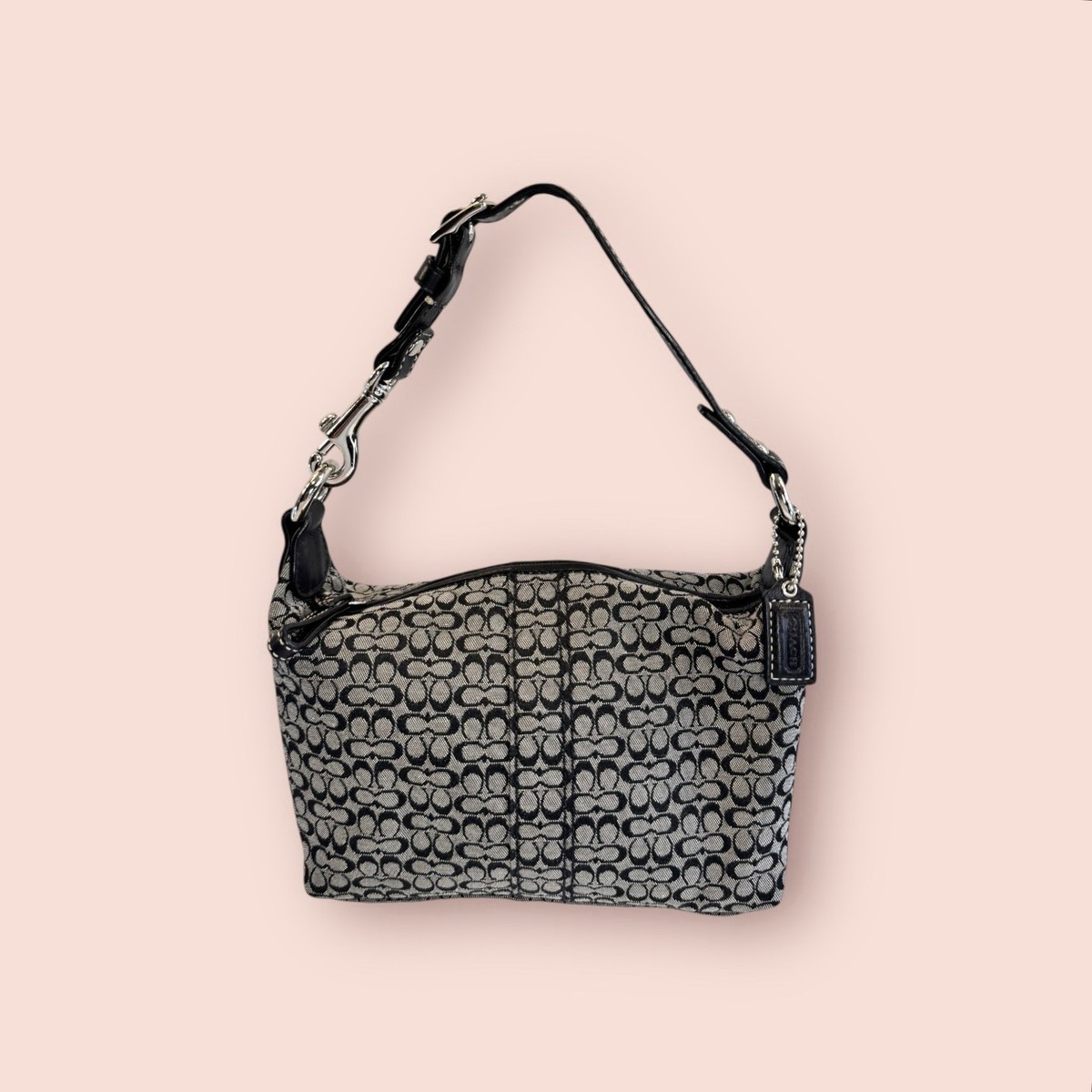 COACH Y2K Vintage Signature Jacquard Logo Leather MINI Hobo Top