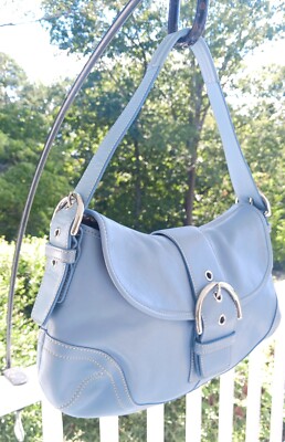 Coach 9248 Vintage Medium Sky Blue Soho Y2K Leather Shoulder Bag