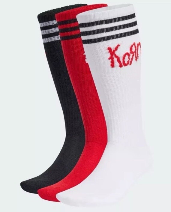 Adidas x Korn Socks | SIZE Medium | 3 Pair Pack LE 30th Red Black