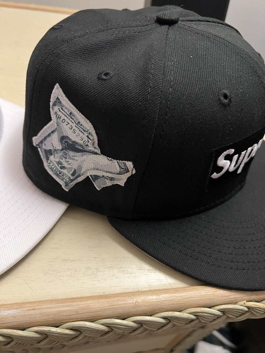 Supreme Money Box Logo New Era Black Fitted Size 7 1/4 | eBay