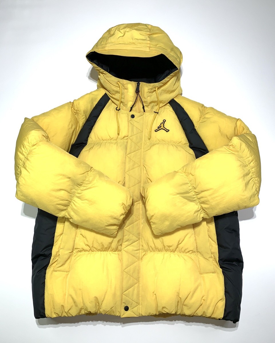 Jordan Essentials Full Zip Hooded Puffer Jacket Yellow Black