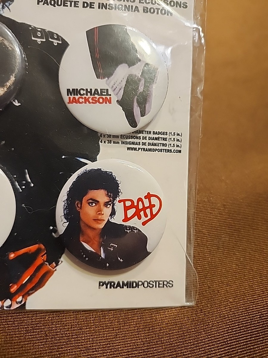 Vintage Michael Jackson Bad Button Badge Pack 4 Sealed New Pin