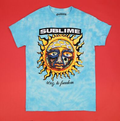 Sublime Blue Tie-Dye 40oz of Freedom Sun Logo 90s Music Rock T