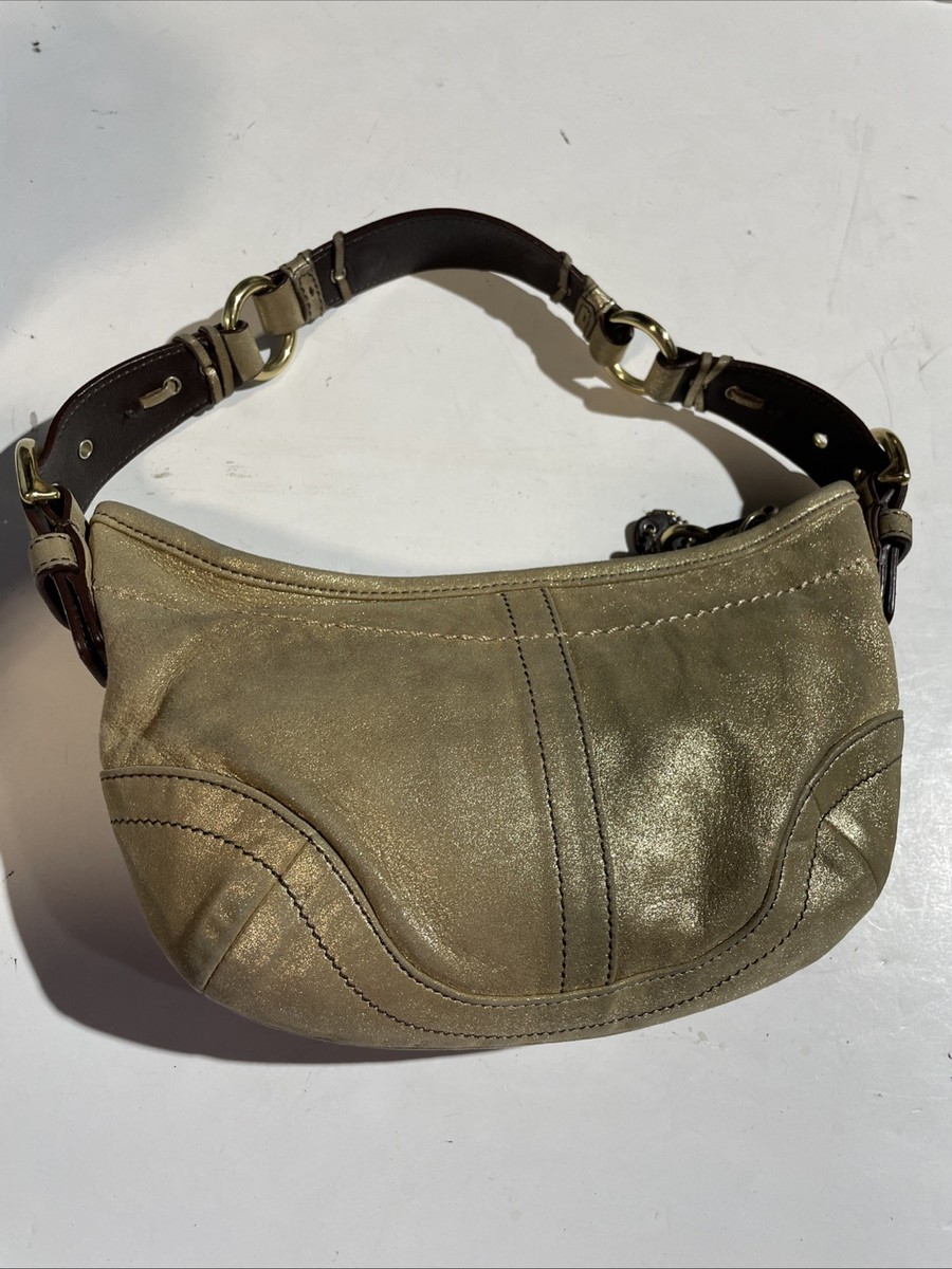 COACH Soho Y2K Shoulder Bag Gold Suede Leather Hobo Bag 3685