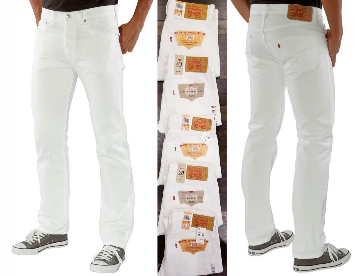 Levi's 501 Original Fit Mens Jeans White Sizes: 30,32,33,34,36,38