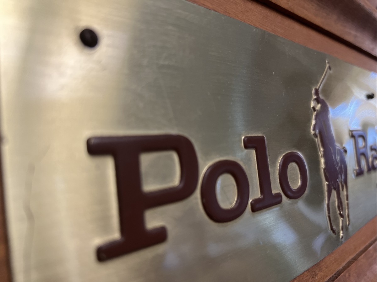 Polo RALPH LAUREN Department Store Display Advertising Sign Wood