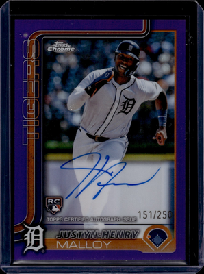 2025 Topps Chrome Rookie Autographs Purple Justyn-Henry Malloy 250