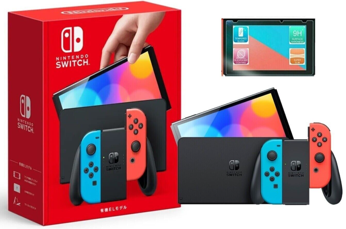 NEW Nintendo Switch OLED 64GB Neon Console SP Bundle + 🛫 2-Day