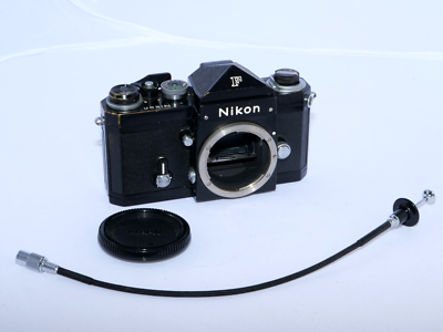 Vintage black Nikon F APOLLO 35mm SLR Film Camera. Eye Level Prism