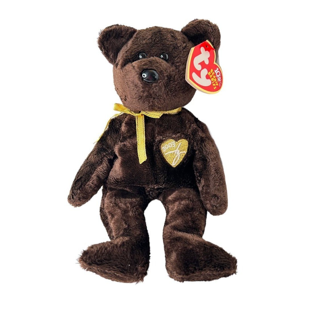 Ty Beanie Babies 2003 Signature Bear Teddy Bear Plush Dark Brown