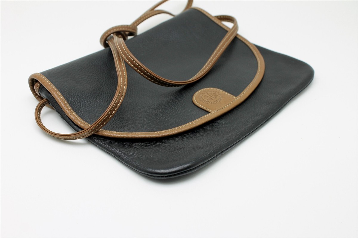 Enrique Loewe Knappe Black Brown Genuine Leather Crossbody Bag | eBay