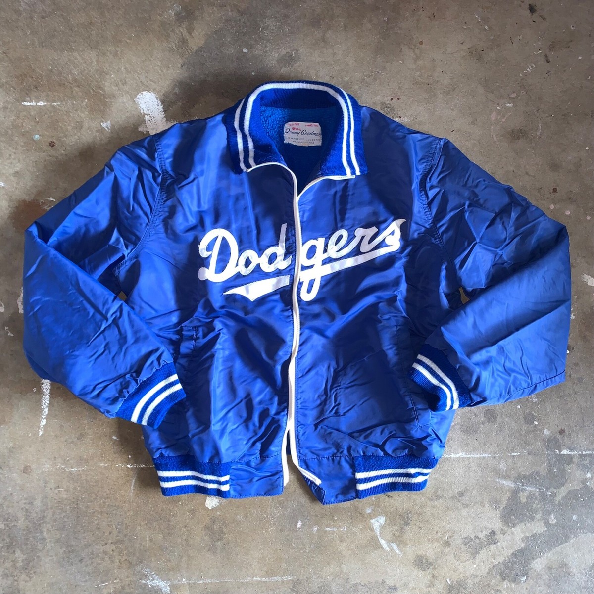 1970s LOS ANGELES L.A. DODGERS DANNY GOODMAN BLUE SATIN BOMBER