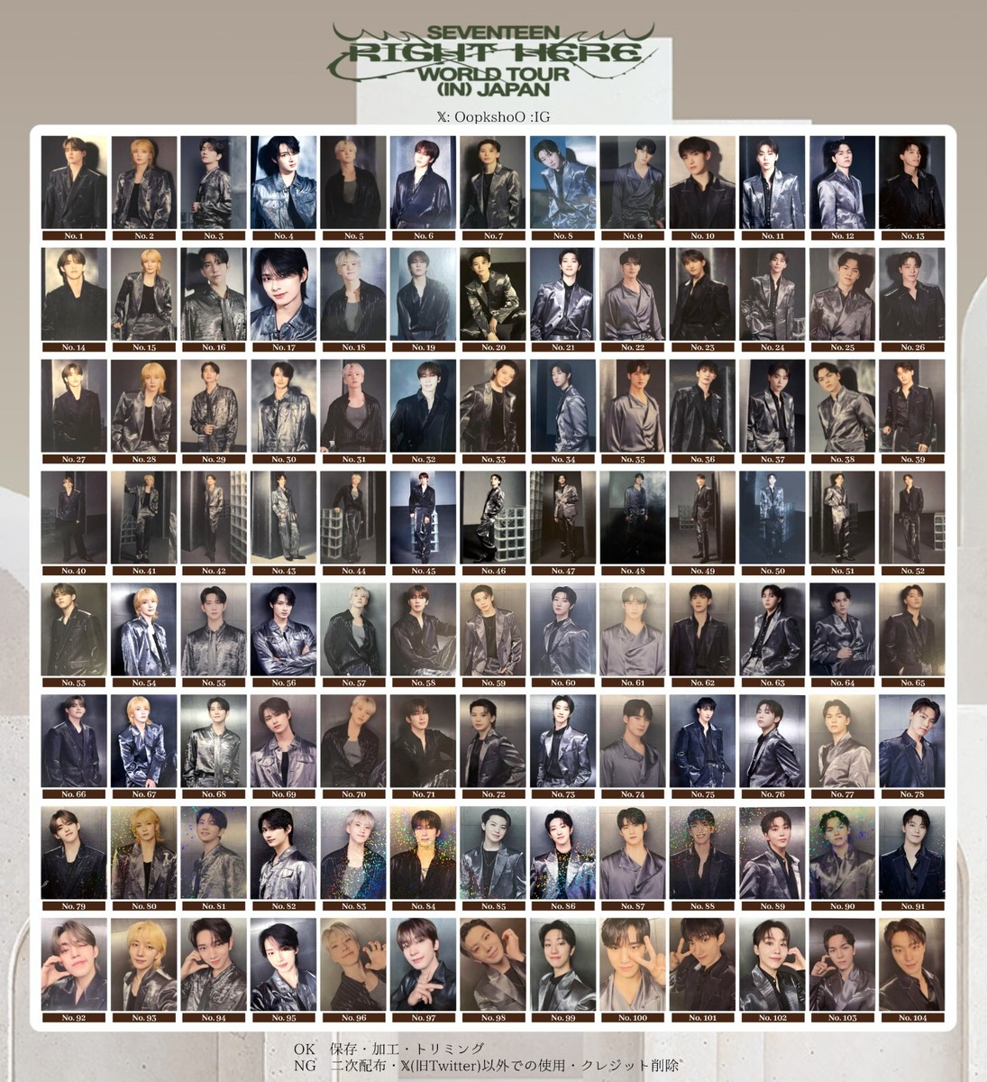 SEVENTEEN RIGHT HERE IN JAPAN WORLD TOUR TRADING CARD PHOTOCARD