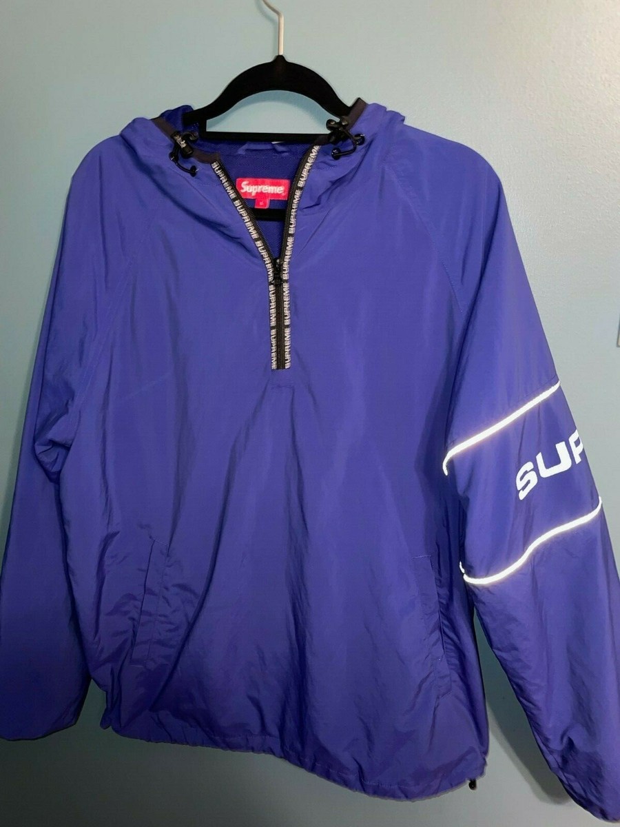 Blue Supreme half zip Reflective windbreaker | eBay