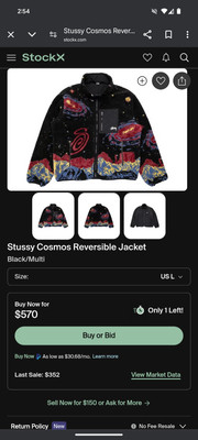 Stussy Cosmos Reversible Sherpa Fleece Jacket Size Large | FULLY