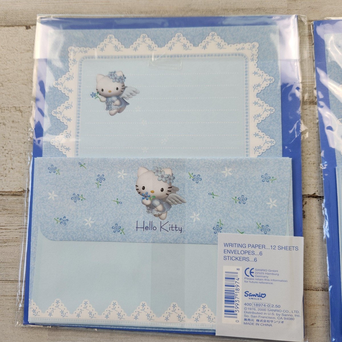 Vintage 2000 Sanrio Hello Kitty Angel Blue Stationery Set