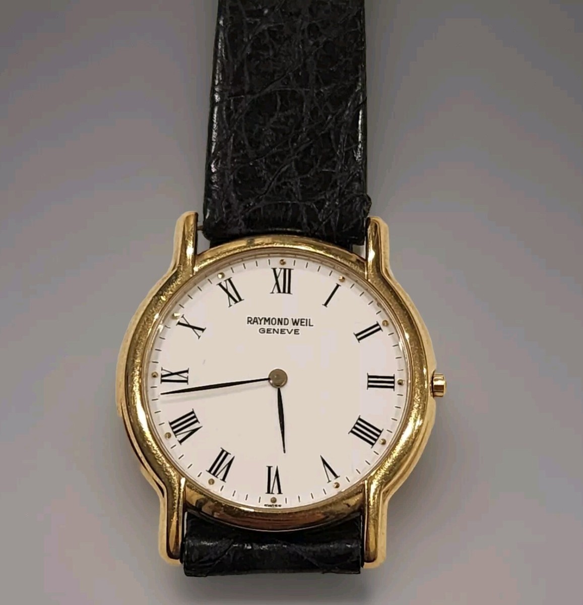 Raymond Weil 18k Gold Electroplated Watch 34mm Leather Strap 10M