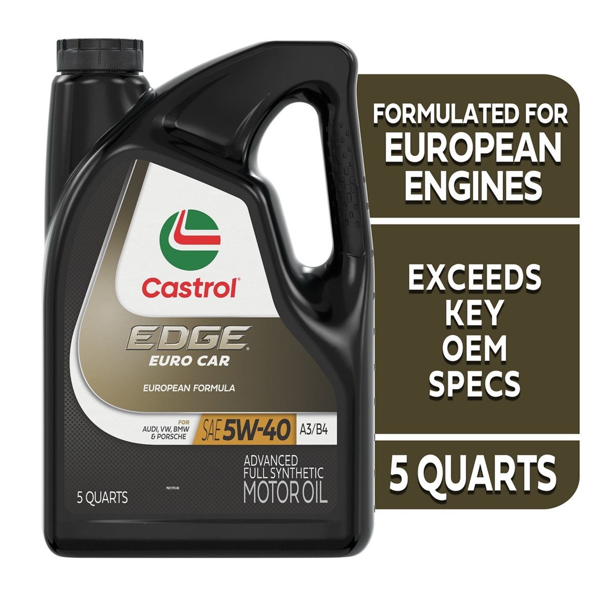 Castrol EDGE Euro 5W-40 A3/B4 Advanced Full Synthetic Motor Oil, 5