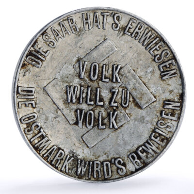 Germany Third Reich NSDAP Token Saar Free Volk Will Zu Volk Wien
