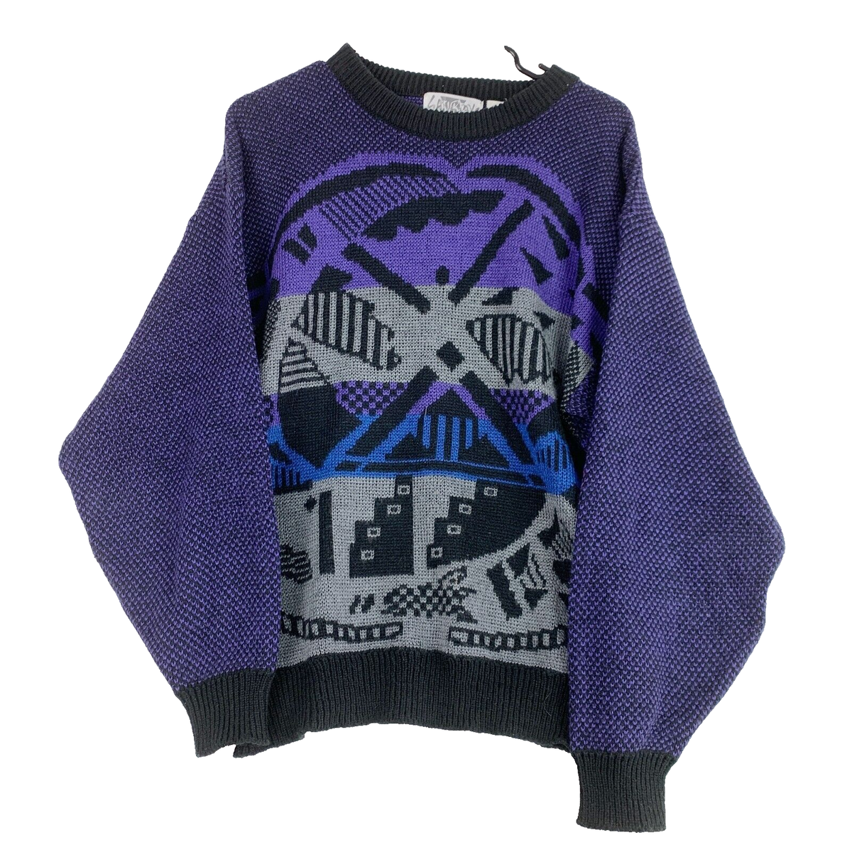 Vintage 90s Saturdays Grunge Rad Geometric Purple Black Gray
