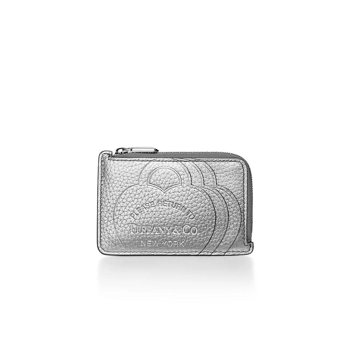 Return to Tiffany™ Zip Card Case Wallet Silver Color Leather