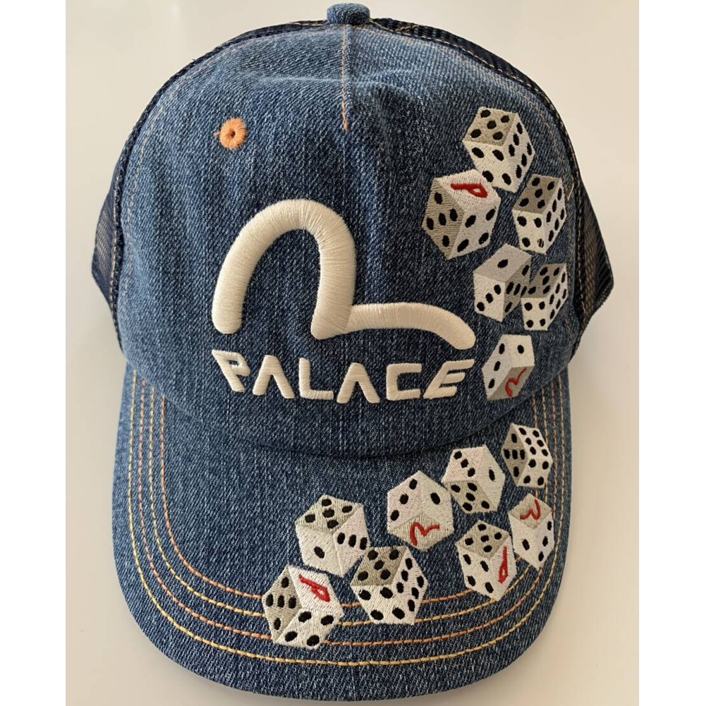 Palace Skateboards Denim Cap EVISU Collabo Dice Mesh Trucker Size